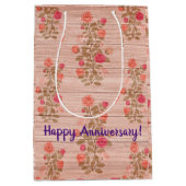 Floral auf Holz Populäre Anpassung von Text Mittlere Geschenktüte (Vorderseite)