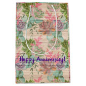 Floral auf Holz Populäre Anpassung von Text Mittlere Geschenktüte (Vorderseite)