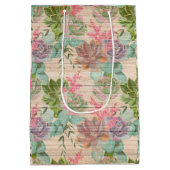 Floral auf Holz Populäre Anpassung von Text Mittlere Geschenktüte (Rückseite)