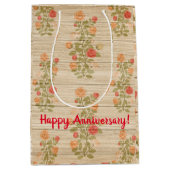 Floral auf Holz Populäre Anpassung von Text Mittlere Geschenktüte (Vorderseite)