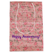 Floral auf Holz Populäre Anpassung von Text Mittlere Geschenktüte (Vorderseite)