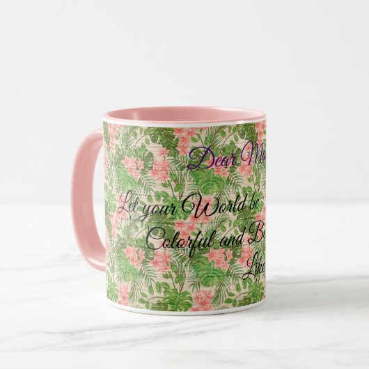 Floral auf Holz Populäre Anpassung von Text Tasse (Vorderseite Links)