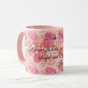 Floral auf Holz Populäre Anpassung von Text Tasse