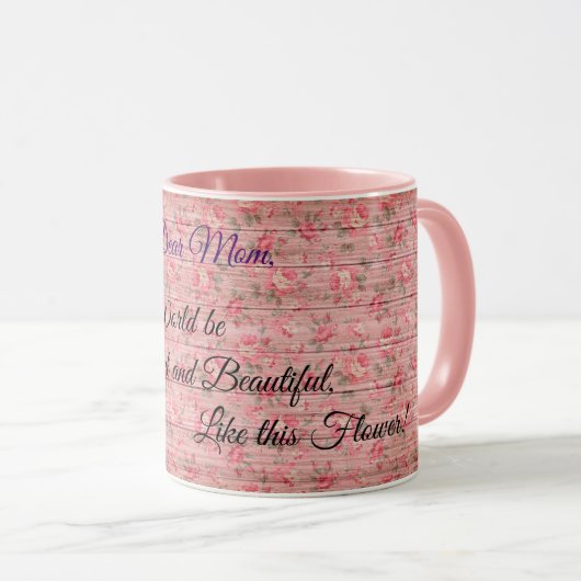 Floral auf Holz Populäre Anpassung von Text Tasse (VorderseiteRechts)