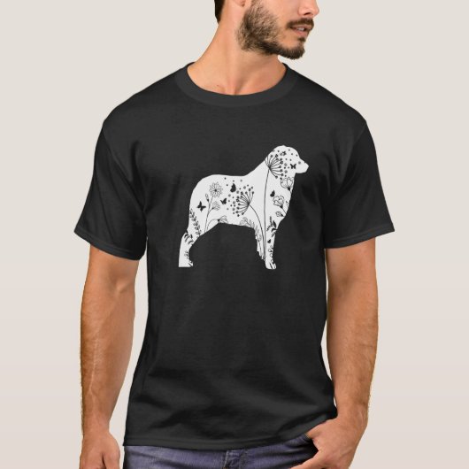 Floral Australian Shepherd Mom  Dog  Mother's Day T-Shirt (Vorderseite)