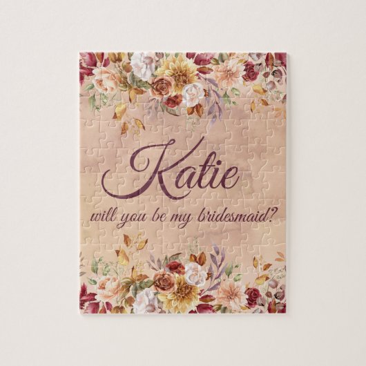 Floral Autumn Bridesmaid Vorschlag Puzzle (Vertikal)