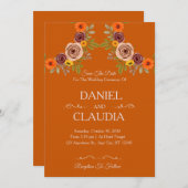Floral Autumn Burnt Orange Wedding Invitation Einladung (Vorne/Hinten)