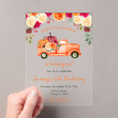Floral Autumn Pumpkin Truck Birthday Party Acryleinladungen (Insitu (Handheld))