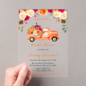 Floral Autumn Pumpkin Truck Brautparty Acryleinladungen (Insitu (Handheld))
