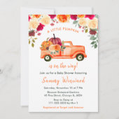 Floral Autumn Pumpkin Truck Kinderdusche Einladung (Vorderseite)
