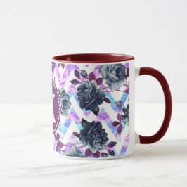 Floral Aztec Zickzack Monogramm Tasse