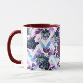 Floral Aztec Zickzack Monogramm Tasse (Links)