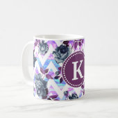 Floral Aztec Zickzack Monogramm Tasse (Vorderseite Links)