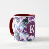 Floral Aztec Zickzack Monogramm Tasse (Vorderseite Links)