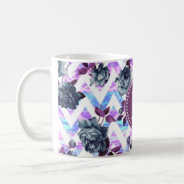 Floral Aztec Zickzack Monogramm Tasse
