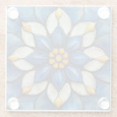 Floral Azulejo Blau Weiß und Gelb Glasuntersetzer (Rückseite)