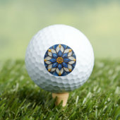 Floral Azulejo Blau Weiß und Gelb Golfball (Insitu T-Shirt)
