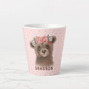 Floral Baby Bear Latte Tasse