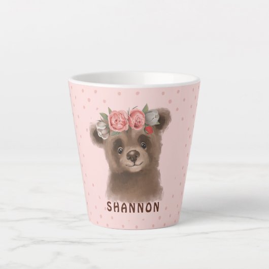 Floral Baby Bear Latte Tasse (Vorderseite)