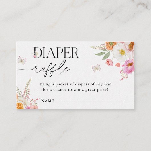 Floral Baby Bloom Baby Shower Diaper Raffle Insert (Vorderseite)