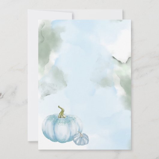 Floral Baby Blue Pumpkin Baby Dusche Einladung (Rückseite)
