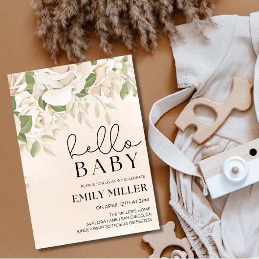 Floral Baby Brunch einladen, Grüne Baby Dusche Einladung