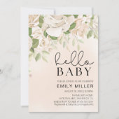 Floral Baby Brunch einladen, Grüne Baby Dusche Einladung (Vorderseite)