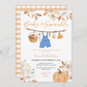 Floral Baby Clothesline Pumpkin Fall Baby Sprinkle Einladung (Vorne/Hinten)