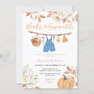 Floral Baby Clothesline Pumpkin Fall Baby Sprinkle Einladung