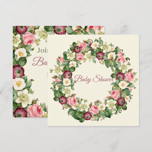 Floral Baby Dusche Einladung (Vorne/Hinten)