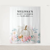 Floral Baby Dusche Pink Roses Pumpkin Hintergrund Wandteppich (Vorderseite)