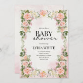 Floral Baby Dusche Rosa Mädchen Dusche Baby Einladung (Vorne/Hinten)