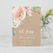 Floral Baby Dusche rustikal Einladung (Stehend Vorderseite)