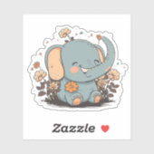 Floral Baby Elephant Stickers 5 Aufkleber (Blatt)