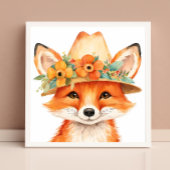 Floral Baby Fox Kinderzimmer Wall Art Poster
