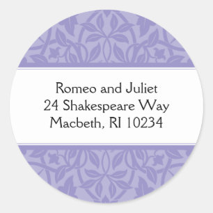 Floral Baby Girl Address Label - Lila auf Lila Runder Aufkleber