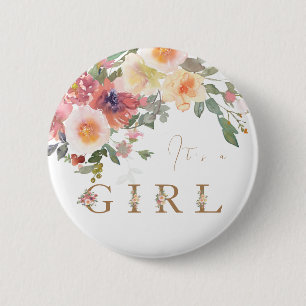 Floral Baby Girl Dusche Button