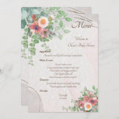 Floral Baby Girl Dusche Menükarte (Vorne/Hinten)