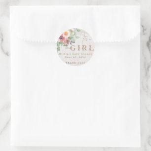 Floral Baby Girl Dusche Party Runder Aufkleber
