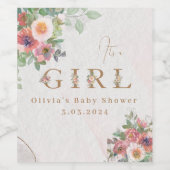 Floral Baby Girl Dusche Weinetikett (Einzelnes Label)