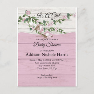 Floral Baby Girl Duwer Whitewusch Barn Wood Postkarte