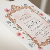 Floral Baby Girl Shower Invitation Frame Einladung