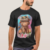 Floral Baby Highland Cow Farm Animals Western Coun T-Shirt (Vorderseite)