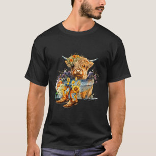 Floral Baby Highland Cowboy Boots Western Farm T-Shirt