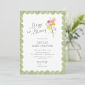 Floral Baby in Bloom Baby Shower Einladung (Stehend Vorderseite)