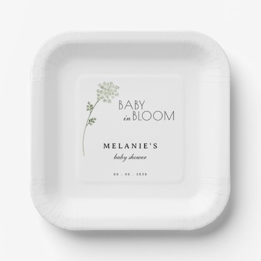 Floral Baby in Bloom Baby Shower Pappteller (Vorderseite)