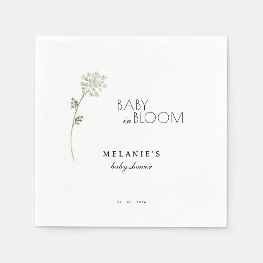 Floral Baby in Bloom Baby Shower Serviette (Vorderseite)