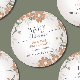Floral Baby in Bloom Danke Dusche Runder Aufkleber