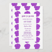 Floral Baby in Bloom Lila Rose Baby Duschmädchen Einladung (Vorne/Hinten)