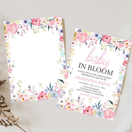 Floral Baby in Bloom Spring Baby Dusche Einladung